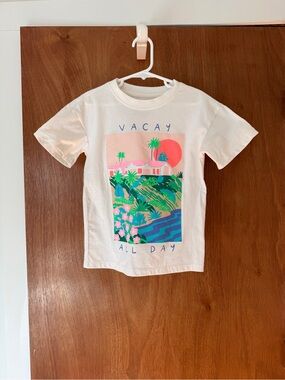Cat & Jack White Tee with Colorful Tropical Graphic